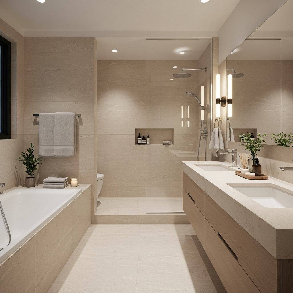 salle de bain en pierre naturelle de taza par promomarbre