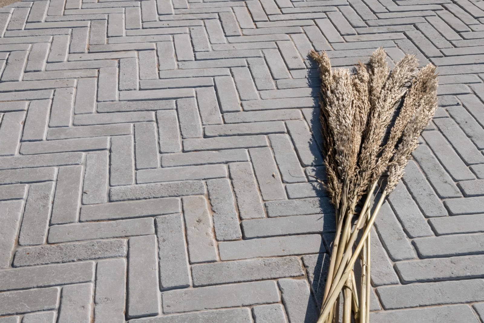 Pavage extérieur en pierre Avallon finition Ussé – format briques 20 × 5 cm, texture minérale authentique et surface antidérapante.