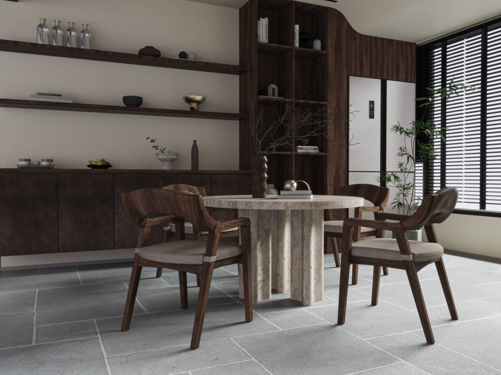 Dallage en pierre naturelle calcaire Avallon gris vieilli en format Opus Versailles