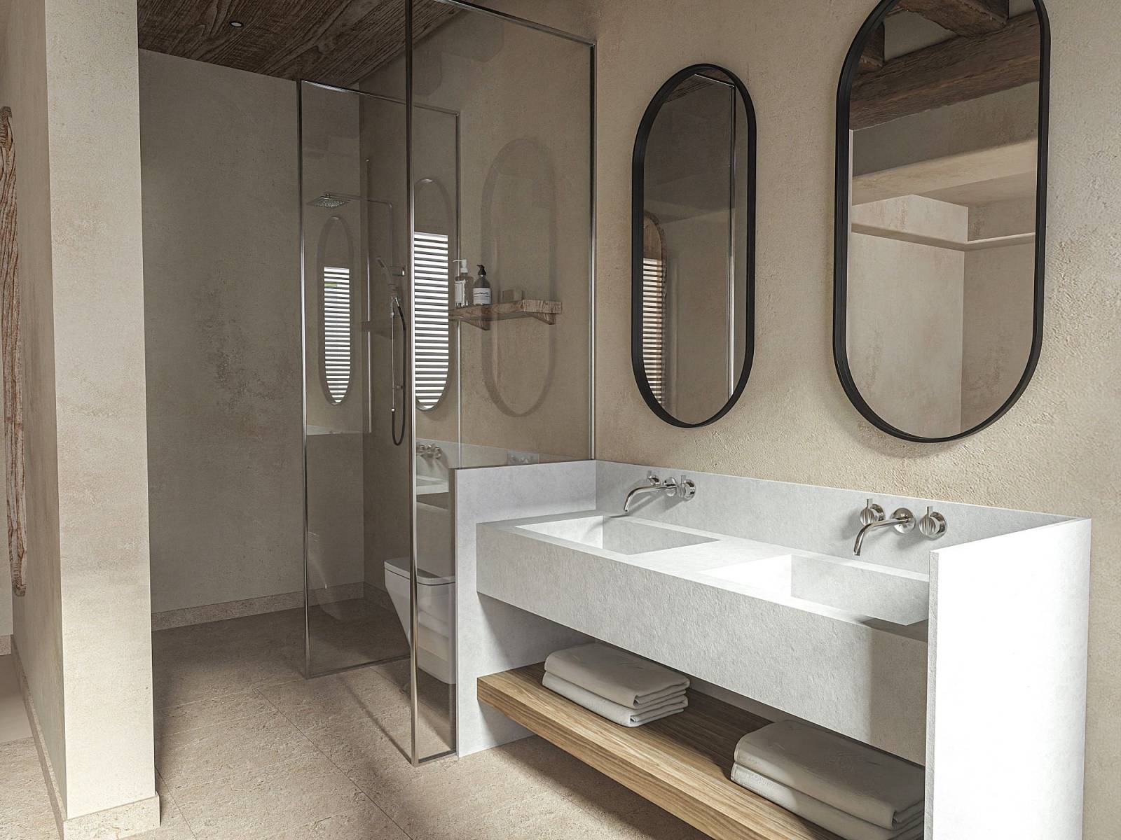 Plan vasque et revêtement de sol de salle de bain en pierre naturelle à prix pas cher à Nice, en Côte d'Azur